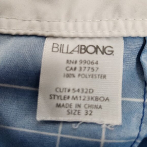 Billabong Board Shorts Mens 32 Waist Blue Plaid Surf Swim Trunks - Picture 3 of 7